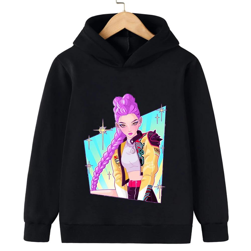 Cute Children's Clothes KPop Devil Hunter Fashion Print Casual Movie Girls Boys Winter Casual Woolen Hoodies