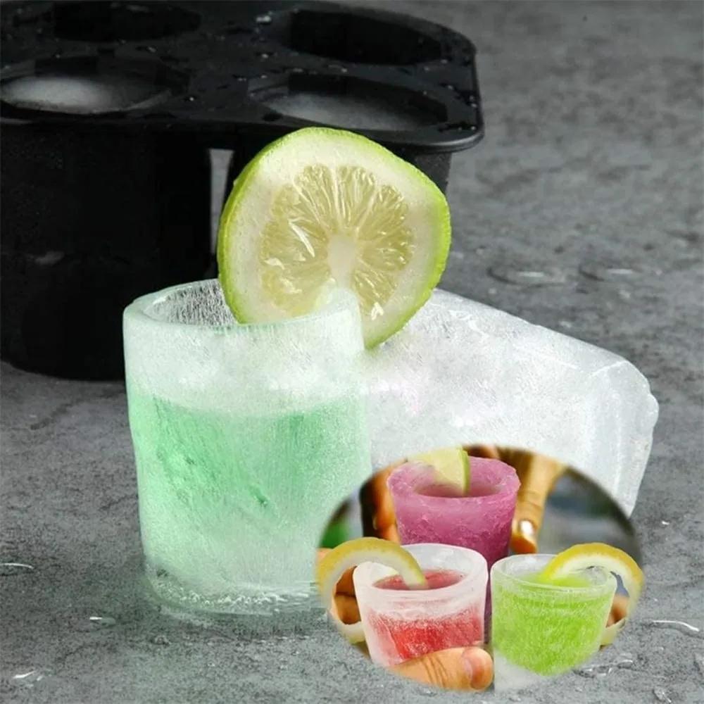 Silicone Ice molds Large capacity 4 cup /Trays for Freezer Reusable Whiskey Glass Ice Cubes Summer Bar Drinks Party Beer