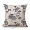 Toile De Jouy Jungle Animals Tiger Giraffe Tiger Crane Birds Navy Blue Greenish Pattern Decorative Pillow Case Car Cushion Cover