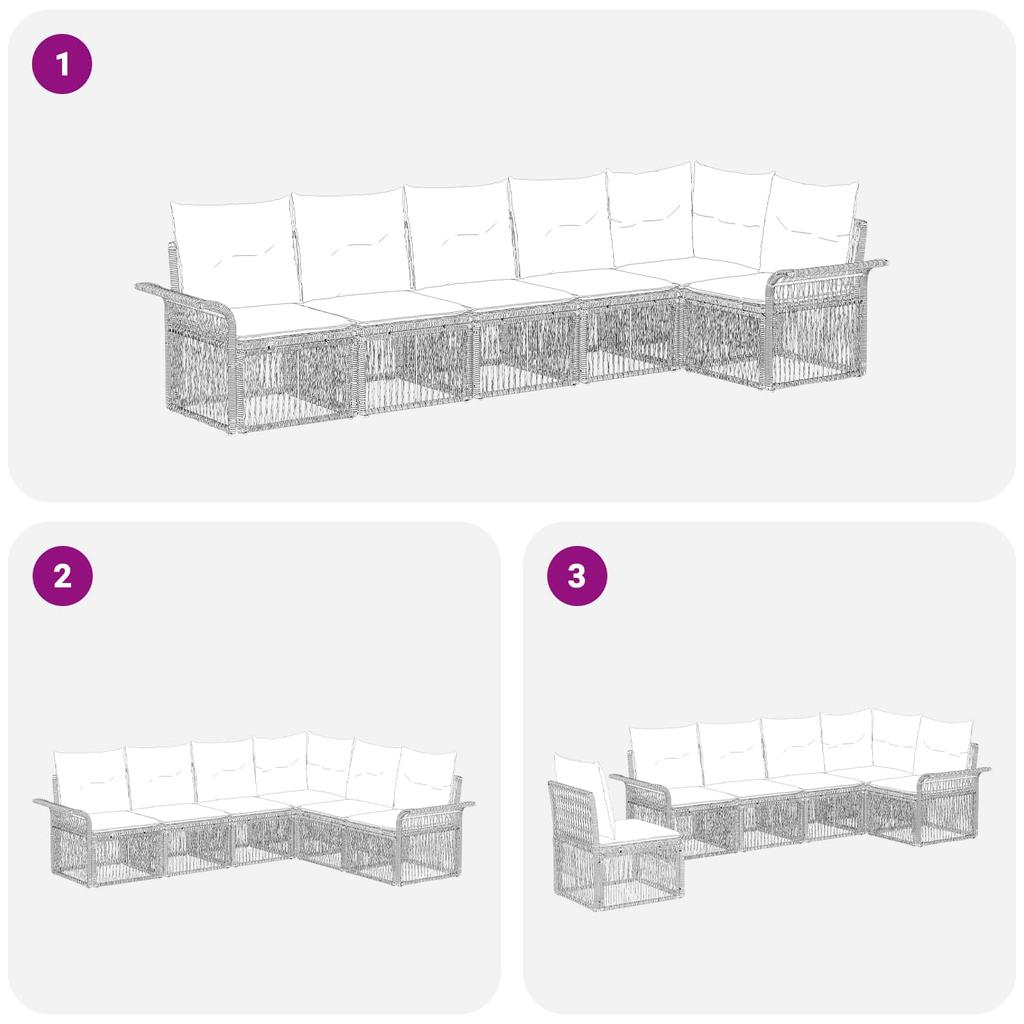 Garden Sofa Set 6 Pcs Beige Poly Rattan