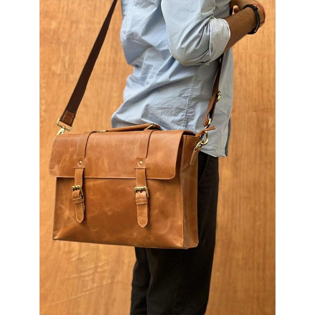 Leather Messenger Bag Laptop Bag Mens Leather Briefcase Crossbody Bag Satchel Bag Computer Bag Christmas Gifts Leather Bags Shoulder for Him