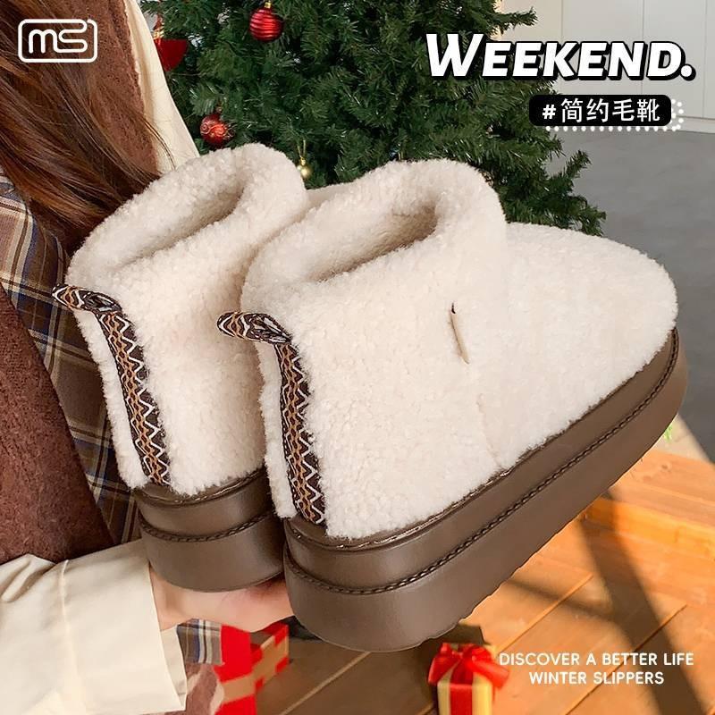 New super warm velvet thickened thick-soled snow boots women's boots winter versatile warm short cotton shoes