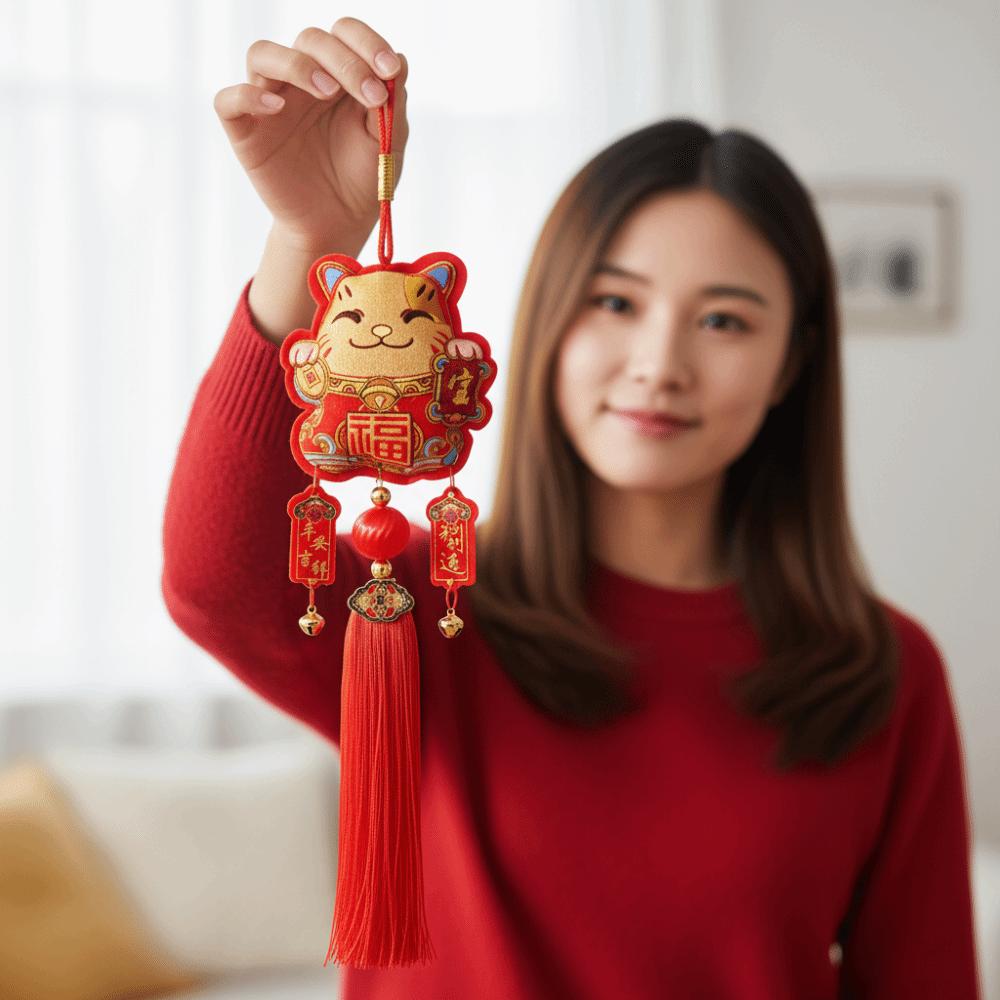 Red Chinese New Year Decoration Embroidered Spring Festival Decorations Spring Festival
