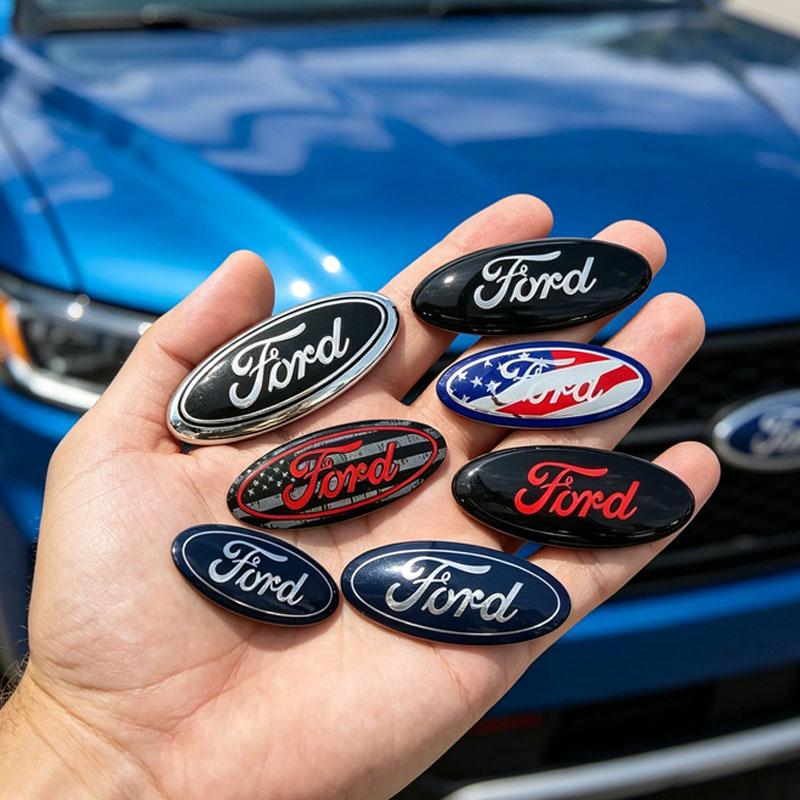 ABS for Ford Escape Kuga Fiesta Ranger Mondeo Fusion YUSTR5 Edge Focus Mustang Car Front Logo Rear Trunk Emblem Sticker Accessories
