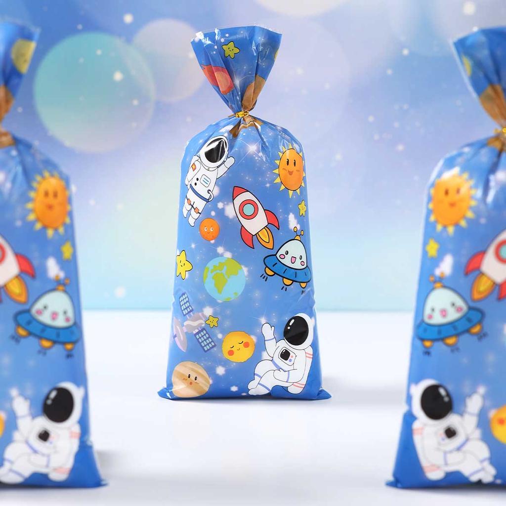 Space-Themed Plastic Gift Bags Disposable Birthday Party Decoration Kids Boy Wedding Birthday Party Supplies Favors Baby Shower