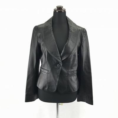 Japan Jin Abe Paris Lamb Leather Jacket 28 Women S-M Black Trumpet Sleeves(USED)