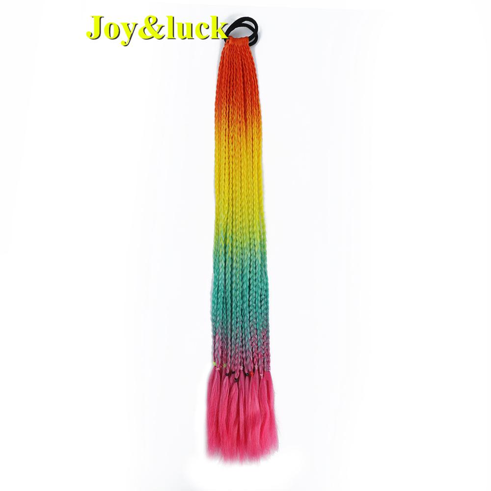 24 Zoll Ombre Yaki Straight Synthetische Haarverlängerungen Mädchen Farbe Geflochten Zopf Gummiband Box Braid