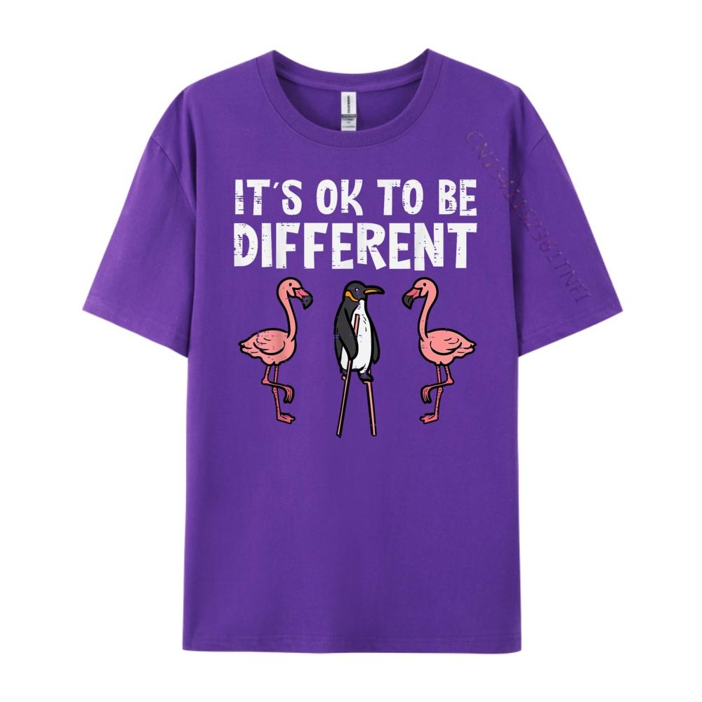 Penguin Its Okay To Be Different Flamingo Graphic T Shirts 100 Cotton Luxury Clothes Men Tee Shirt Loose
