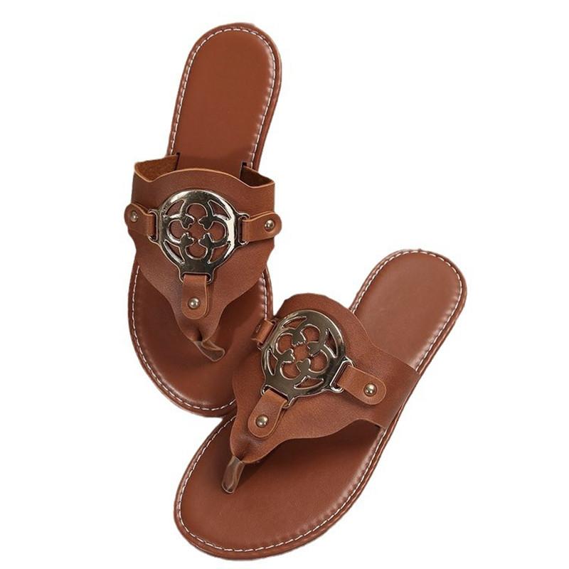 Spring and Summer Footwear Plus Size Flip-flops Sandals Buckle Flat Shoes Women's Shoes