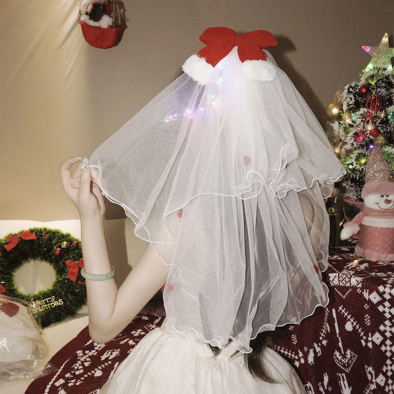 

100.00kg Christmas New Year Veil Red Velvet Bows on the Run Princess Headband Export Oversize Women s Clothing Tide Color 4 FM