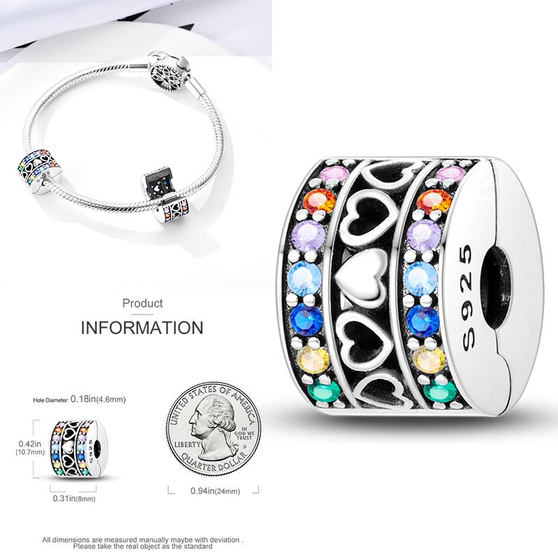 Cat Butterfly Daisy CZ Pave Clip Charm Bead Components Positioning Buckle Copper Metal Silicone Spacer Bead Components Compatible With Authentic