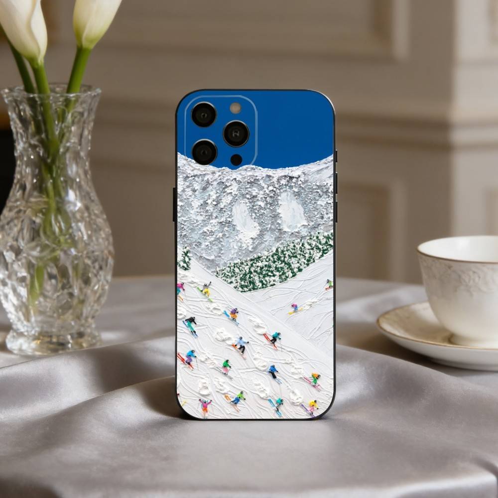 S-Schneeberg S-Skifahren Ski Handyhülle Für iPhone 17pro, 16,15,14,13,12,11 X XR Plus,Andere Weiche Schwarze Hülle