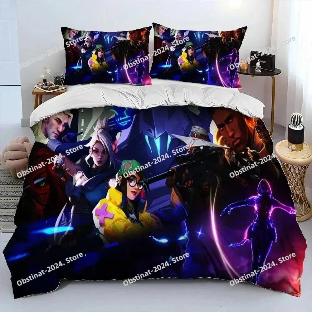3D VALORANT Game Gamer Cartoon Comforter Bedding Set,Duvet Cover Bed Set Quilt Cover Pillowcase,king Queen Size Bedding Set Kid