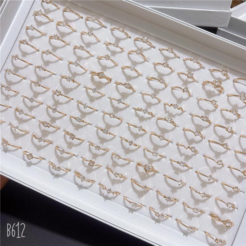 10Pcs Open simple zirconia ring, adjustable colorful zirconia ring, versatile finger ring, party accessory