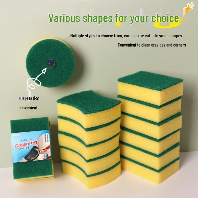 Double-Sided Square Dish Sponge & Scouring Pad for Non-Stick Pots