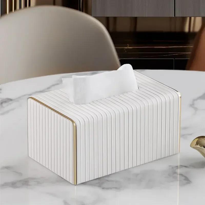 

Exquisite Streak European Style Leather Tissue Box, High Quality, Hotel, Living Room, Bathroom, Home Decor, New