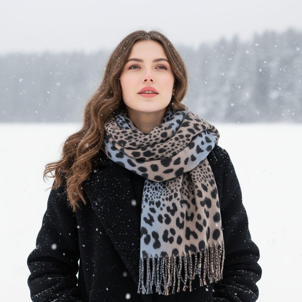 Leopard Pashmina Fransen Schal Tuch Für Frau Mann Herbst Winter Warme Schals Mode Lange Wickeltücher Einfarbig Kaschmir-ähnlicher Schal