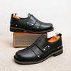 Lazy Big Head Men's British Commuting One-pedal Platform Leather Advanced Sense of Inner Height Increase Casual Derby Shoes