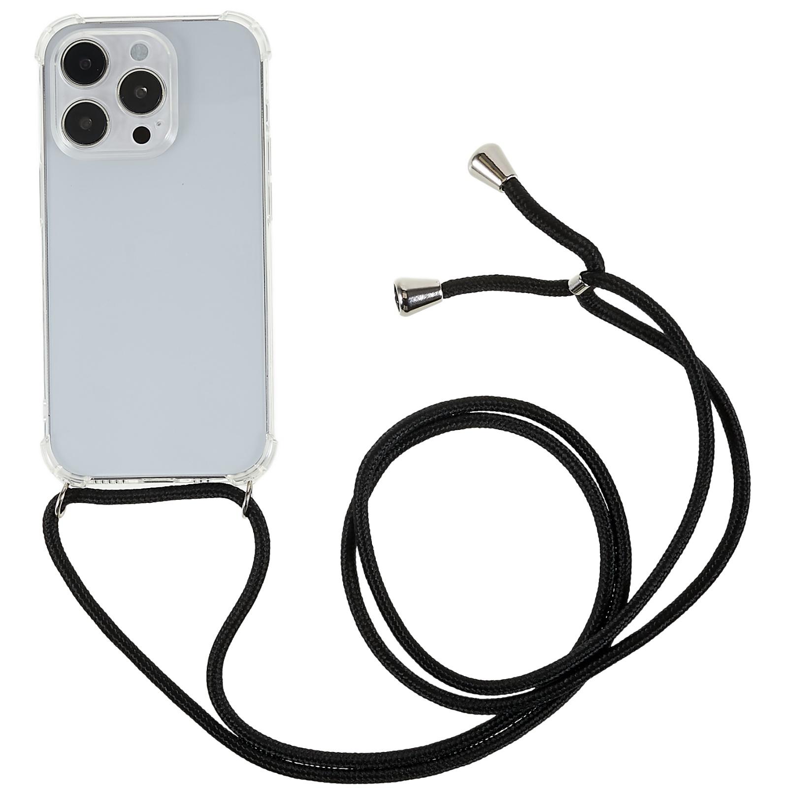 

Phone Back Cover for iPhone 13 Pro 6.1 inch HD Clear Four Corner Soft TPU Case with Lanyard A