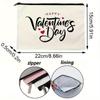 "Happy Valentine's Day" Pattern Makeup Bag, Women Portable Cosmetics Storage Bag for Travel Outdoor