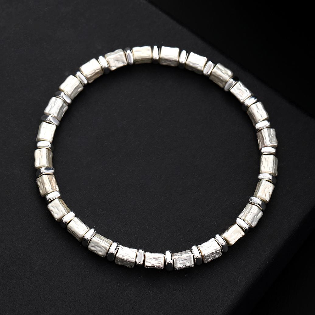 

Новый серебряный квадратный экологически чистый сплав эластичный браслет, маленький прозрачный женский универсальный модный браслет