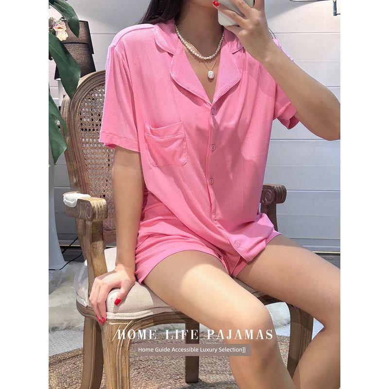 American Original Order Pink Kardashian Sister Jin Same Modal Thread Pajamas Women Summer New Short Sleeve Homewear