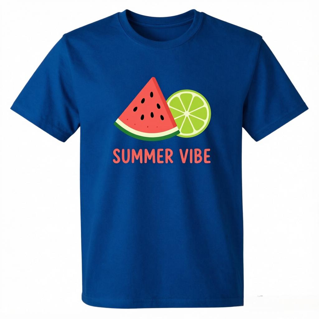 Unisex 100 Cotton Oversize T Shirt Summer Vibe Watermelon Lime Print Casual Beach Short Sleeve Tee