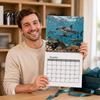 Thick Paper Monthly Planner Sharks 2027 Wall Calendar, Sea Life Hanging Calendar with Daily Note Management Tool Spiral Binding, Ocean Animal