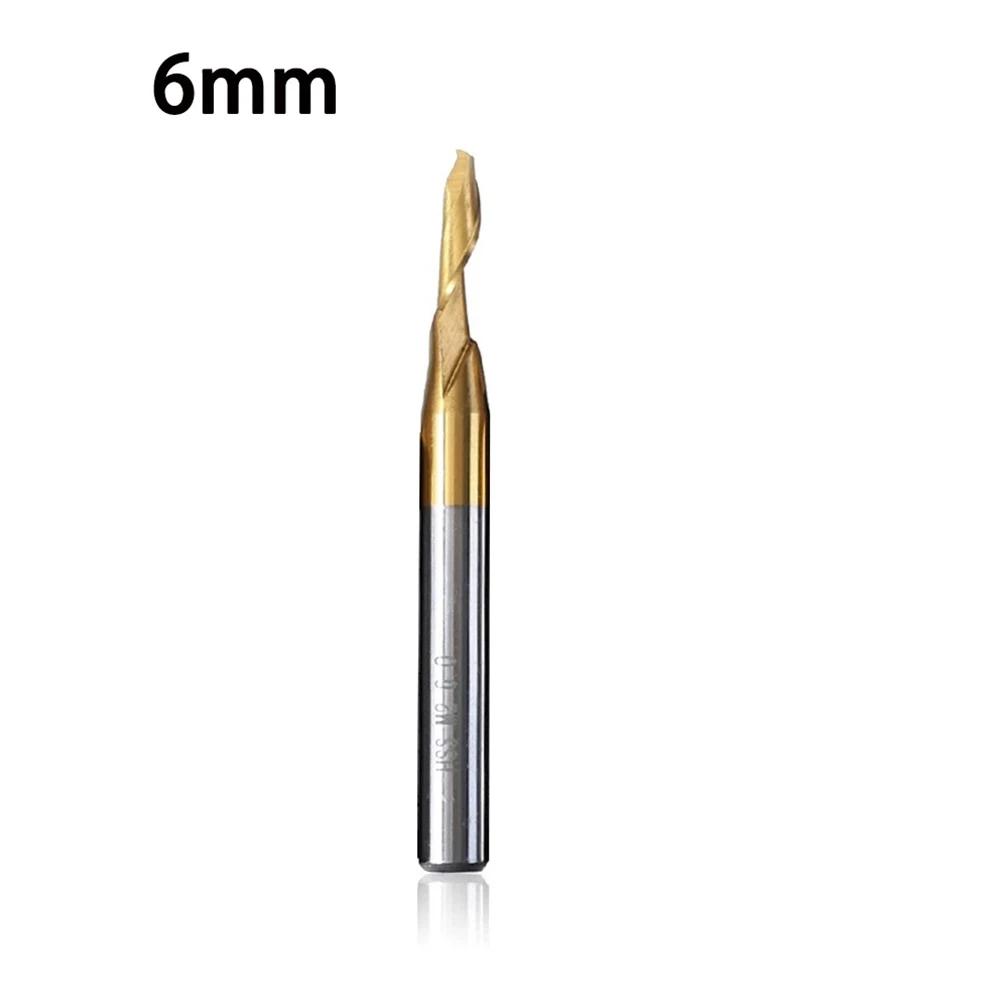 High Speed Steel HSS Coated M2 Single Flute Spiral End Mill Router Bit for Aluminum Copper Alloy uPVC Extrusions 80mm Length