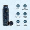 Pure Copper Water Bottle (1 Litre), Leakproof Protection, Pure Copper Water Bottle, Tamba, Yoga Health Benefits, Authentic, Durable (Blue Floral)