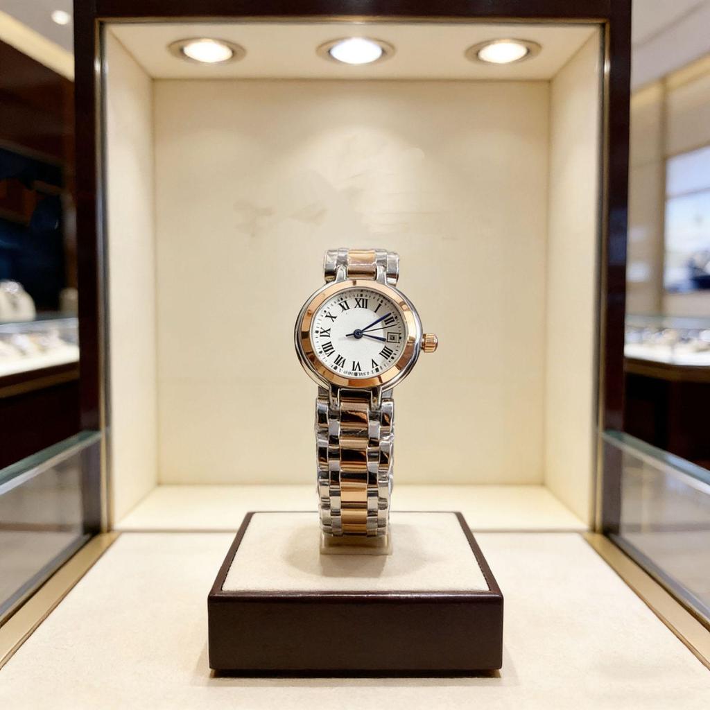 "Heart Moon Series Women's Quartz Watch with Steel Band and Roman Shell Diamond Dial"