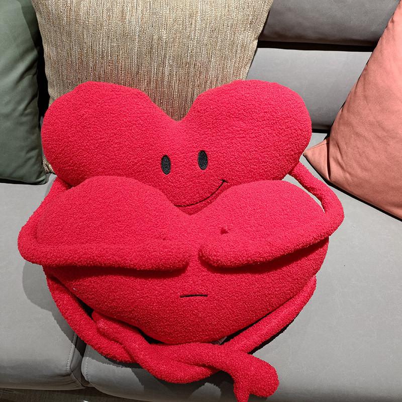 Shaped Heart Red Pillow Plush Toy Cartoon Stuffed Doll Decoration Kids Gift