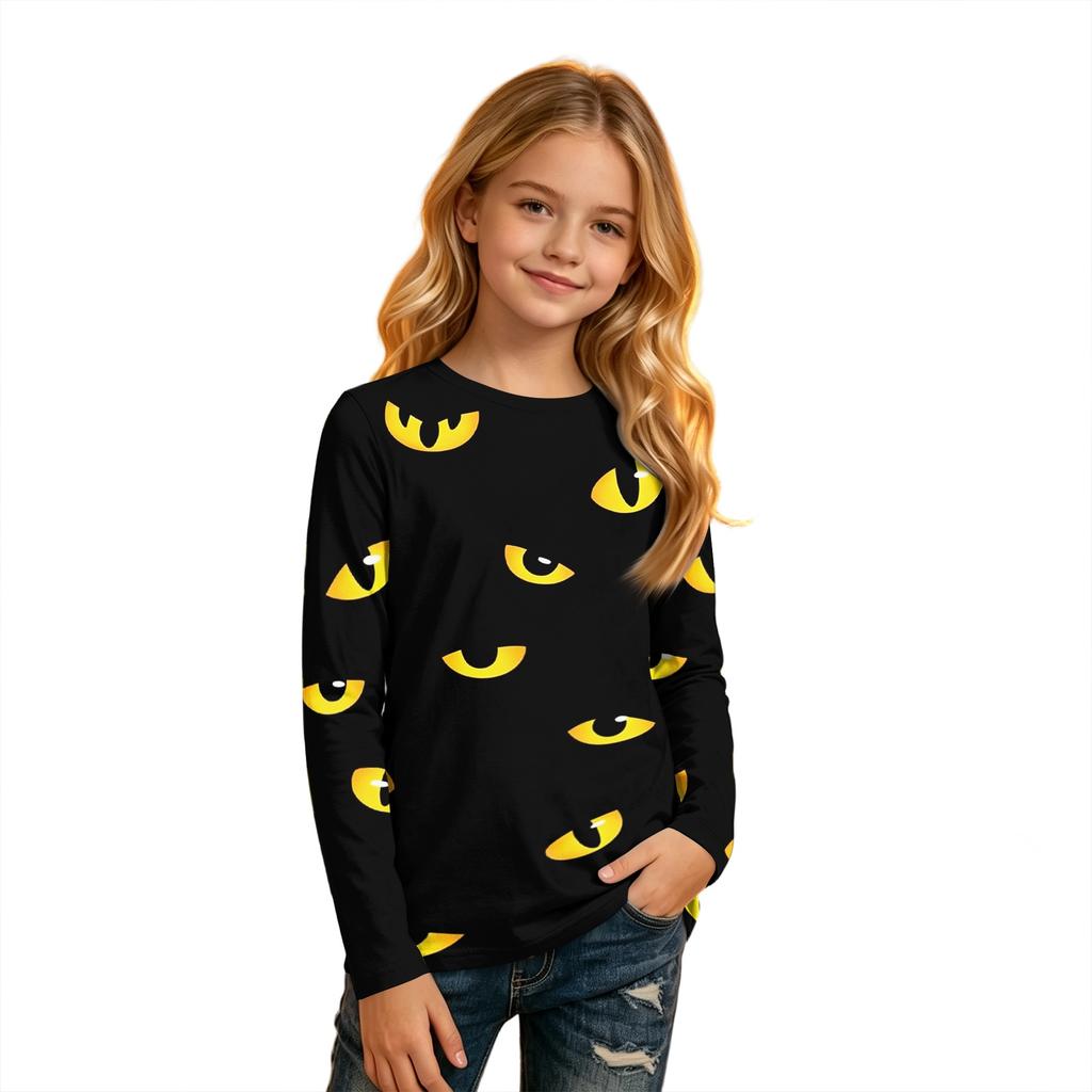 Children's Halloween Print Long Sleeve Neck T-Shirt for Boys Girls