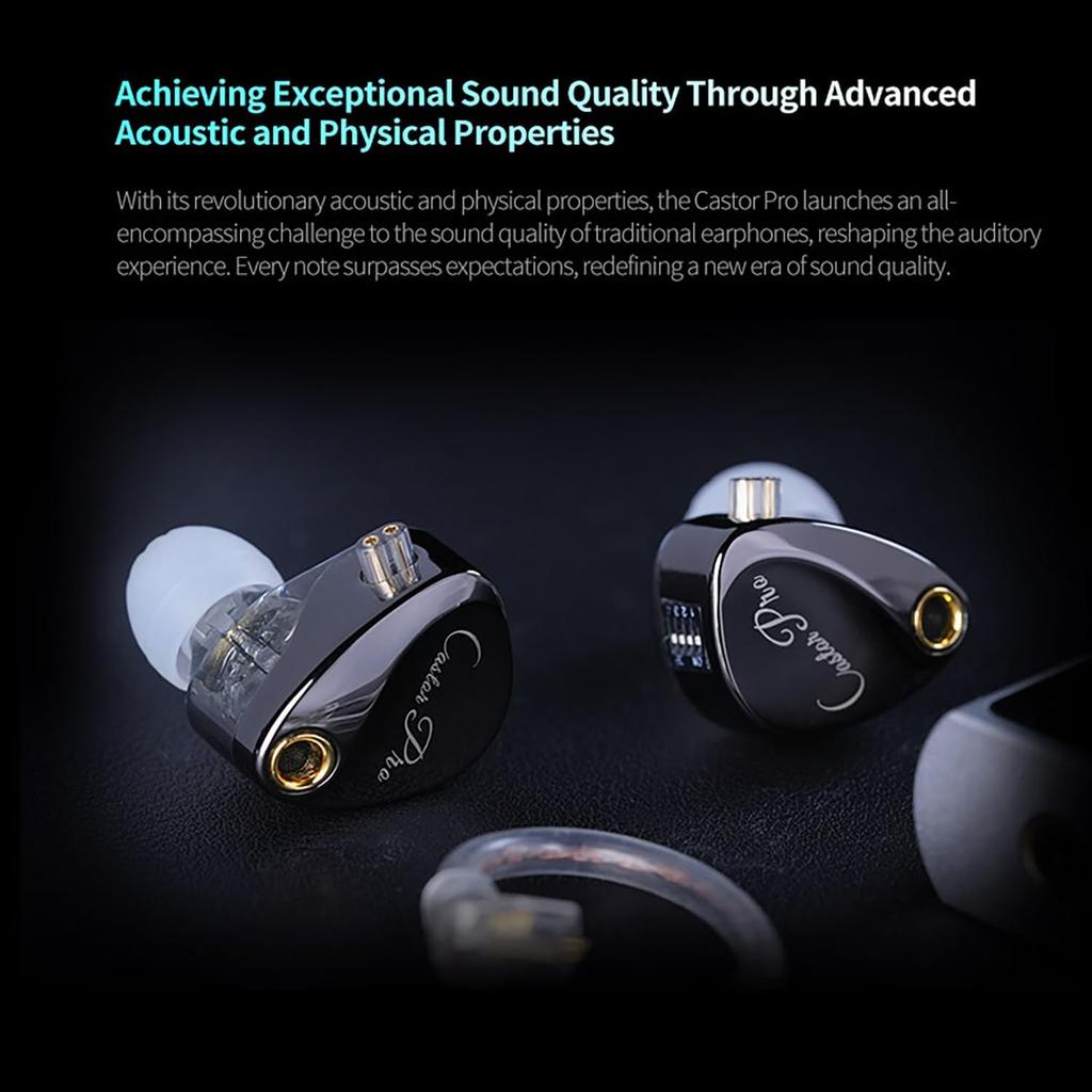 KZ Castor Pro Tunable In-Ear Monitors, HiFi Enhanced Bass In-Ear Headphones, Dual Dynamic Driver Gaming Earphones, IEM Earphones with 2PIN-C Detachabl