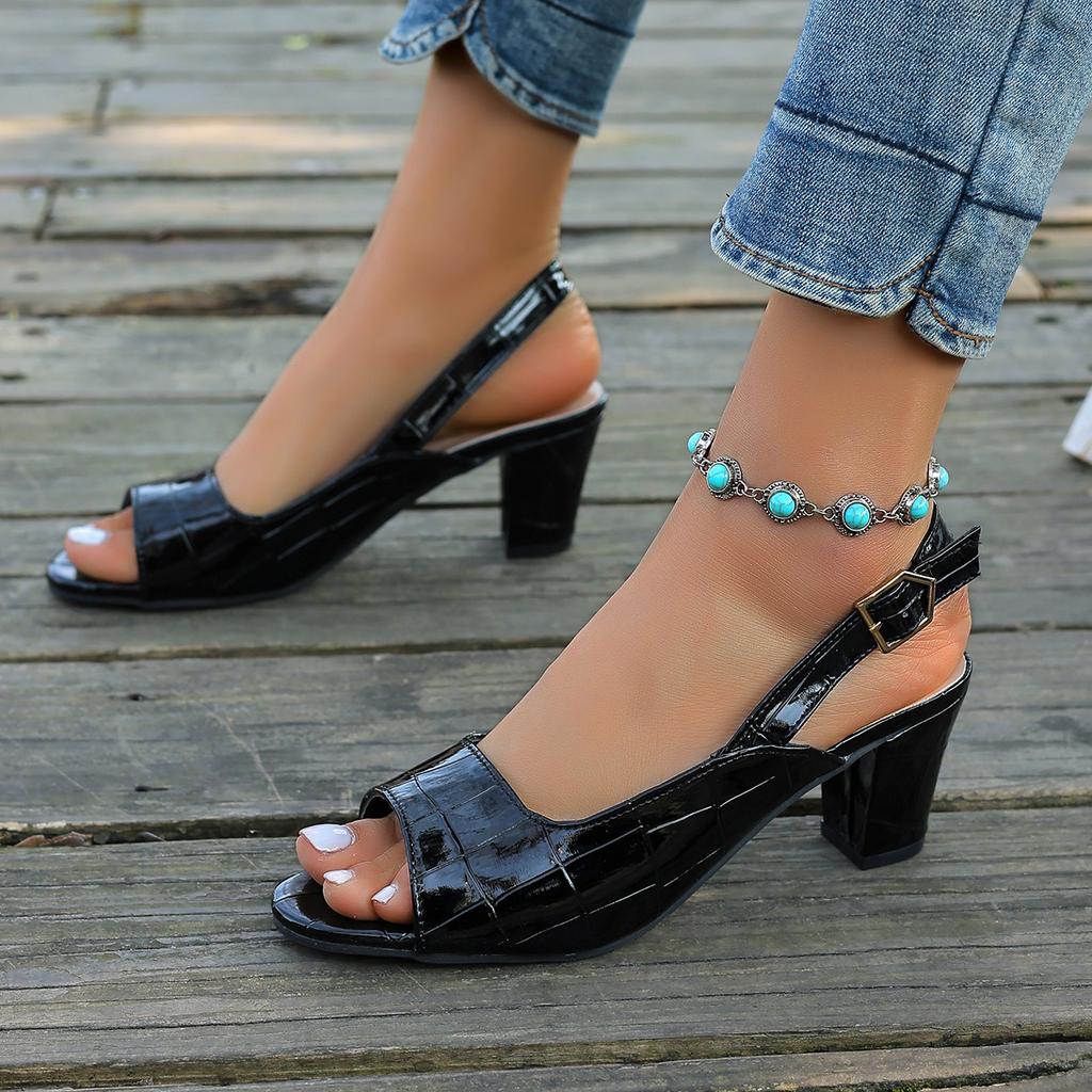 Women's Sexy Fish Mouth High Heels Sandals Summer Fashion Plus Size Fashion Simple Thick Heel Sandals for Women