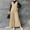 ZANZEA Top Gilet Senza Maniche da Donna e Pantaloni a Gamba Larga Set Casual Due Pezzi