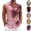 Men Tank Tops Sleeveless Shirts for Men Button Down Casual Tree Print Men’s Tank Tops Men’s Tank Shirts