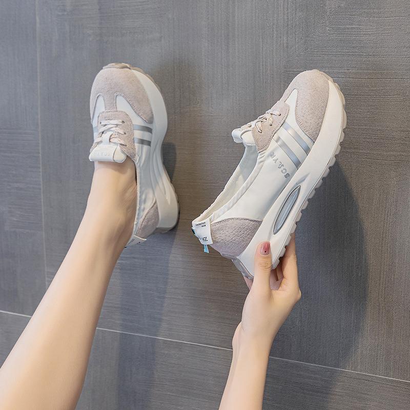 

Кожаные туфли женские осенние туфли Daddy Shoes повседневные спортивные туфли на платформе маленькие белые туфли 34 бежевый