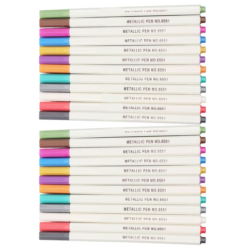 24Pcs Metallic Marker Pens 24 Colors for Photo Album Black Paper Card Making Rock Art Painting