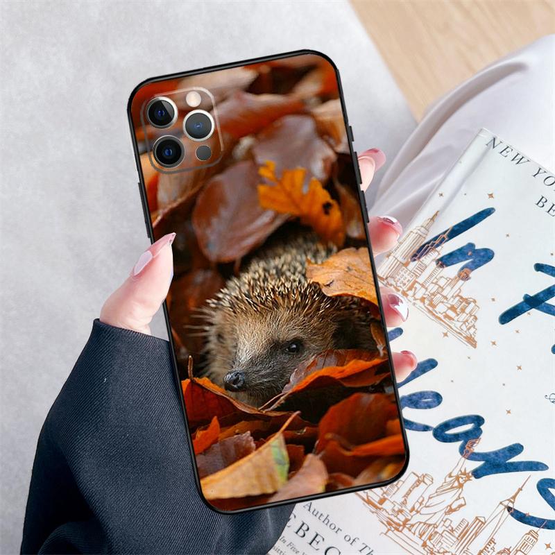 Cute Little Hedgehog Phone Case For iPhone 15 16 Pro Max 11 12 13 Mini 14 Pro Max XR 15 16 Plus 16e Cover Coque