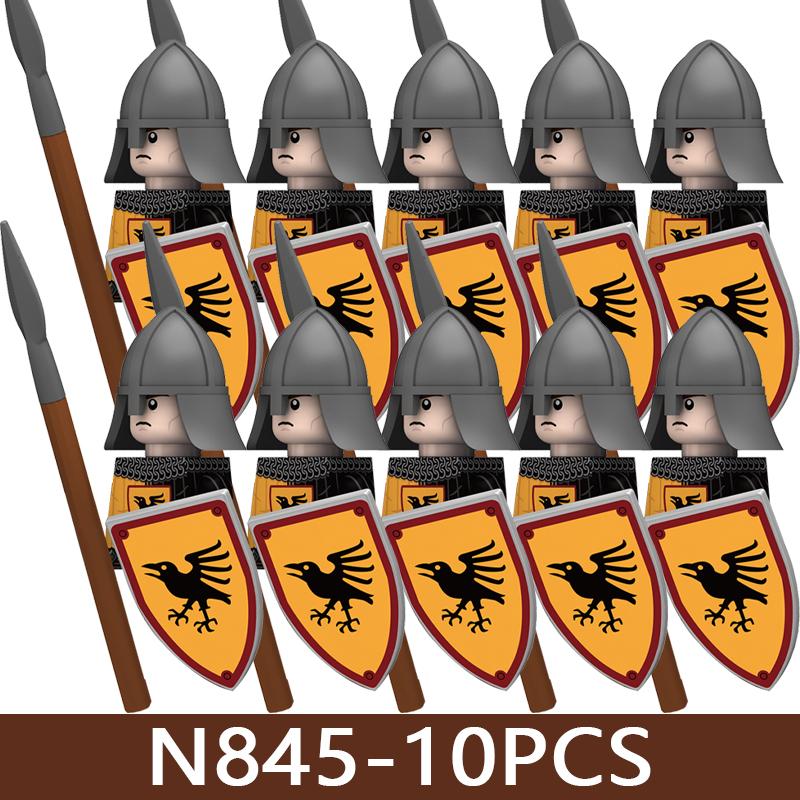 Château Médiéval Soldat Armée Blocs de Construction Château Militaire Corbeau Cheval Serpent Chevalier Guerrier Infanterie Accessoires Briques Jouets