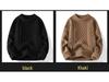 Men's Casual Winter Cable Knit Sweater - European & American Style, Solid Color, Round Neck Pullover