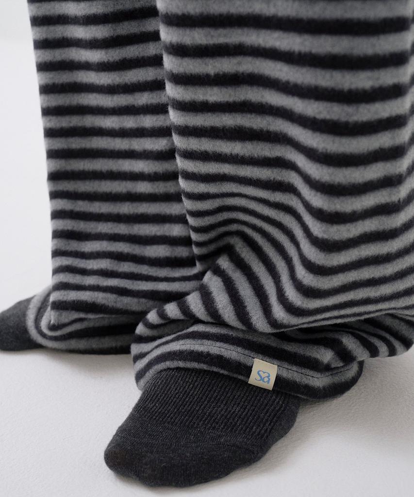 Sayu Striped Brush Elastic Pants Black