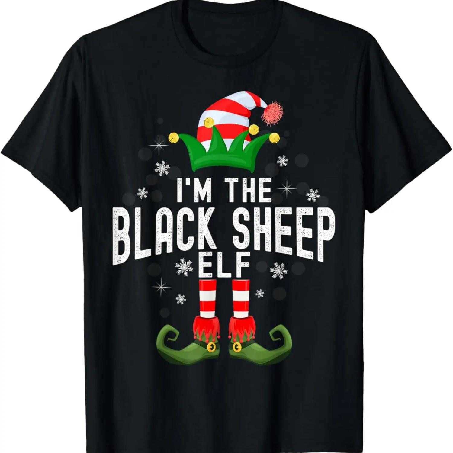 I m The Black Sheep Elf Christmas Family PJS Costume T-Shirt XXXXXL чёрный