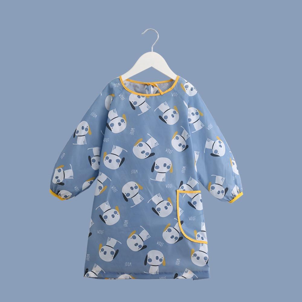 Kids Waterproof Apron Rabbit Print Long-Sleeve Stain-Resistant Art Smock for Boys Girls Bibs Easy Clean Children Painting Aprons