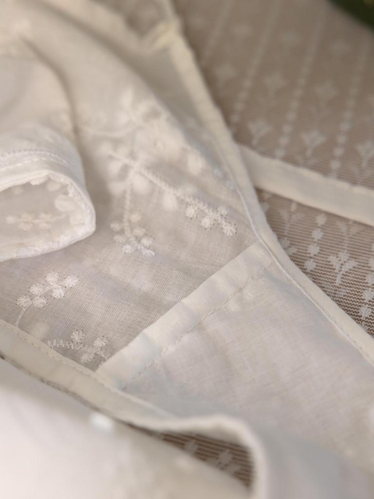 French-Style Luxury Cotton Embroidered White Apron Dress