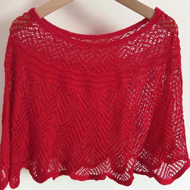 Dámský pletený dutý bavlněný šál Šátek Halenka Letní Podzimní Elegantní Dámský Ochranný proti slunci Plášť Plášť