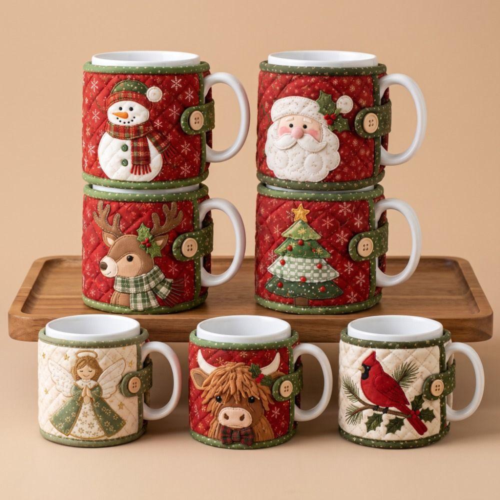 Deer Christmas Ornaments Snowman Mug Protective Cover Atmosphere Christmas Tea Cup Holder Mug