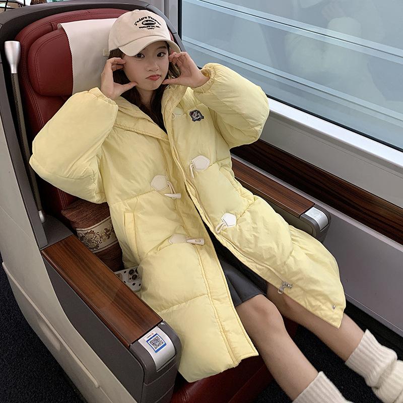 Corner buckle winter new medium and long down cotton clothes loose college style small bread clothes jacket