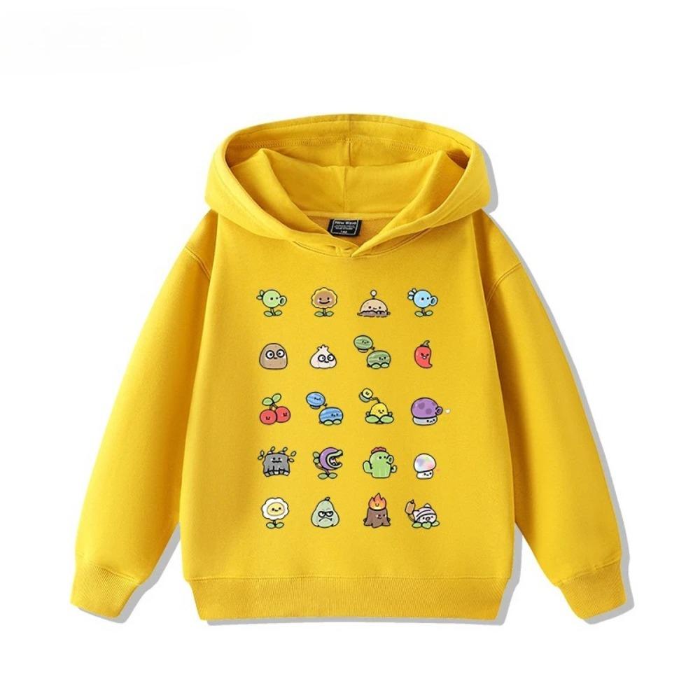 2025 Autumn/Winter New Children's Long Sleeve Top Plant Wars Zombie Printed Street Fashion Boys and Girls Hooded Sports Shirt